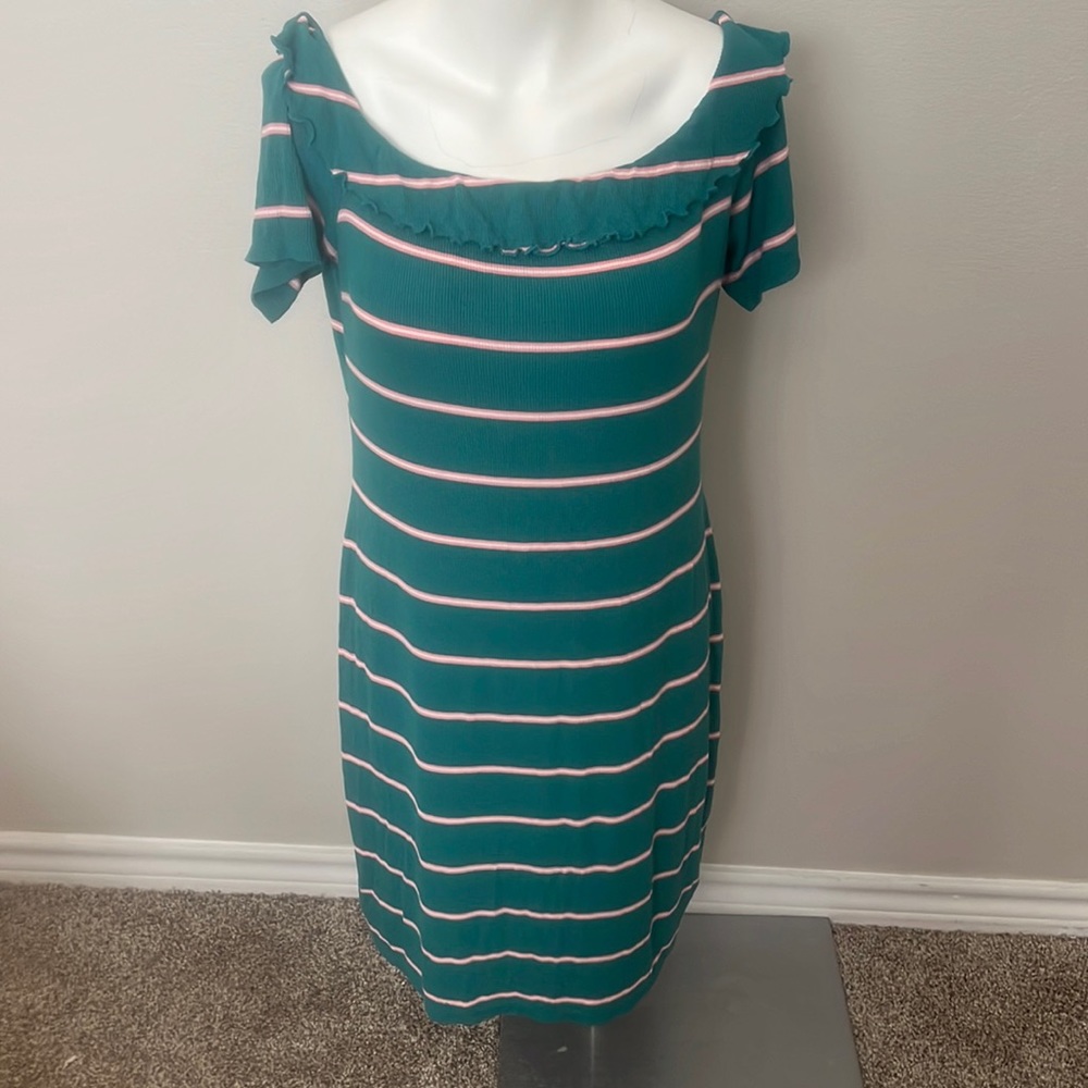 Decree womens dress size xL green and pink stripes